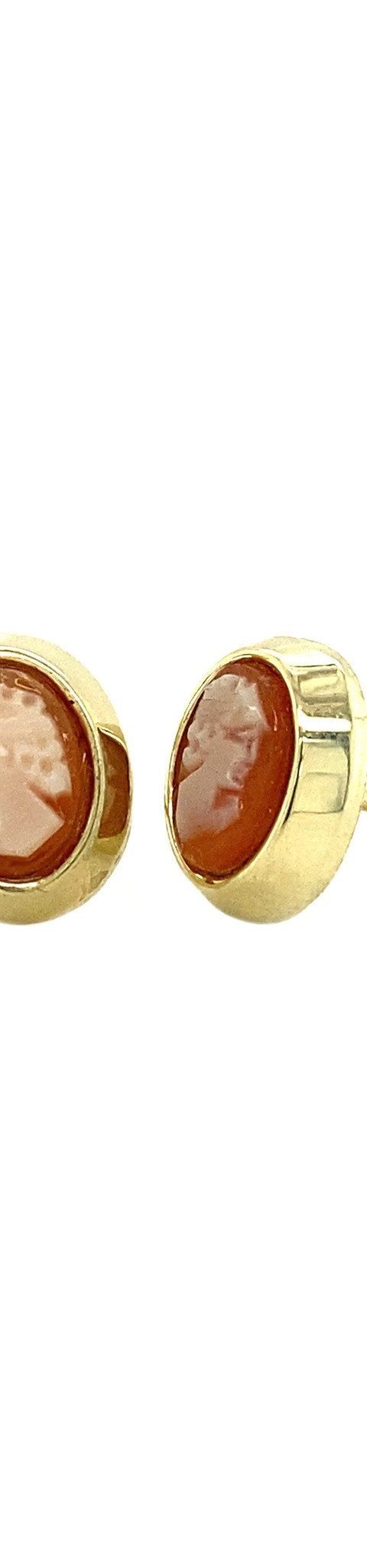 Vintage 14K Gold Stud Earrings with Cameo